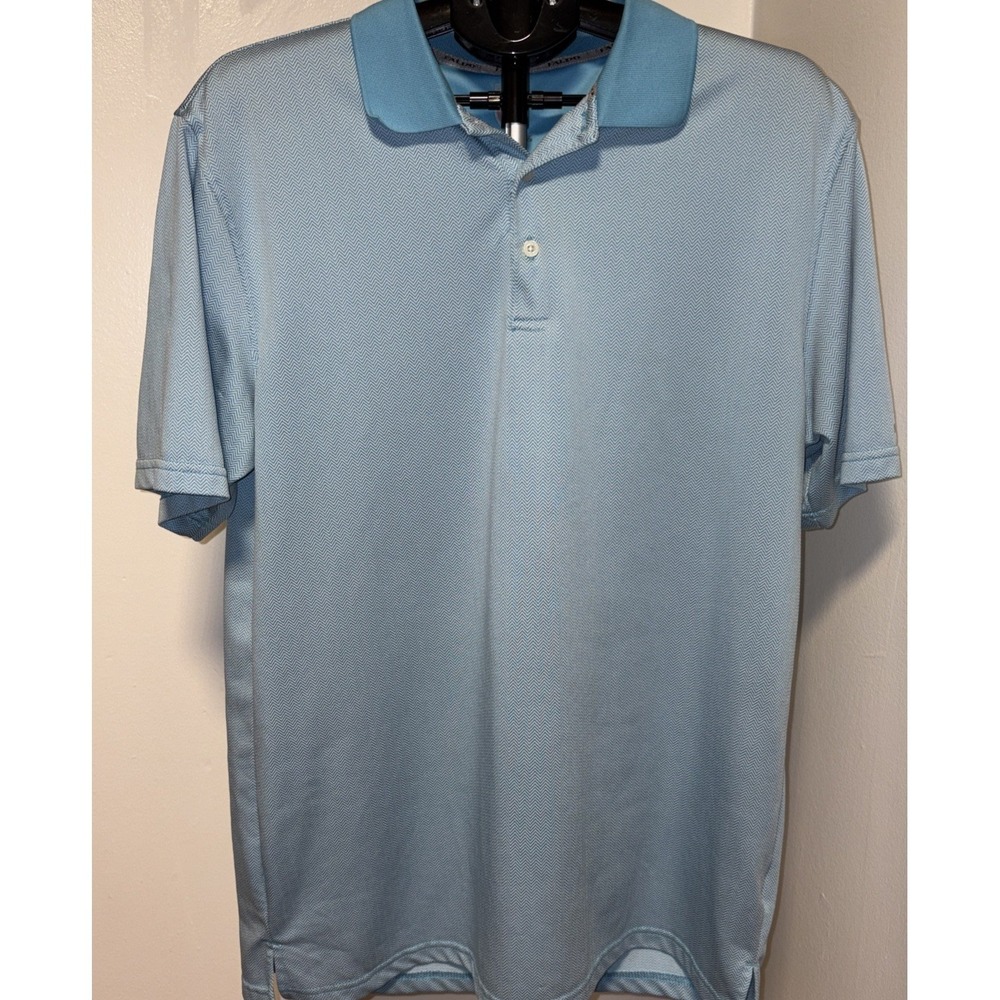 Faldo Polo Shirt Mens Blue size L Short Sleeve‎ Polyester Golf Polo